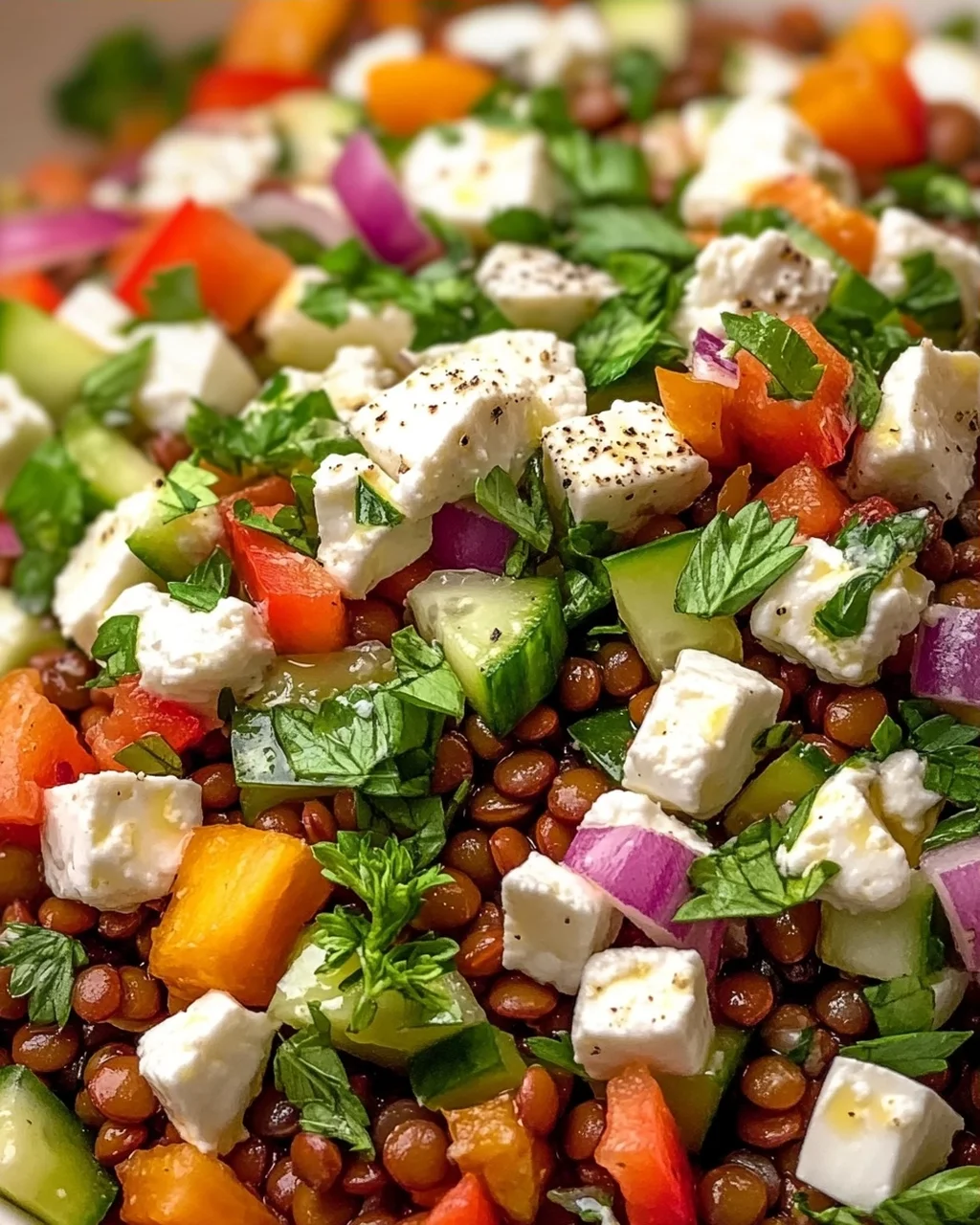 Cremiger Orientalischer Linsensalat Feta