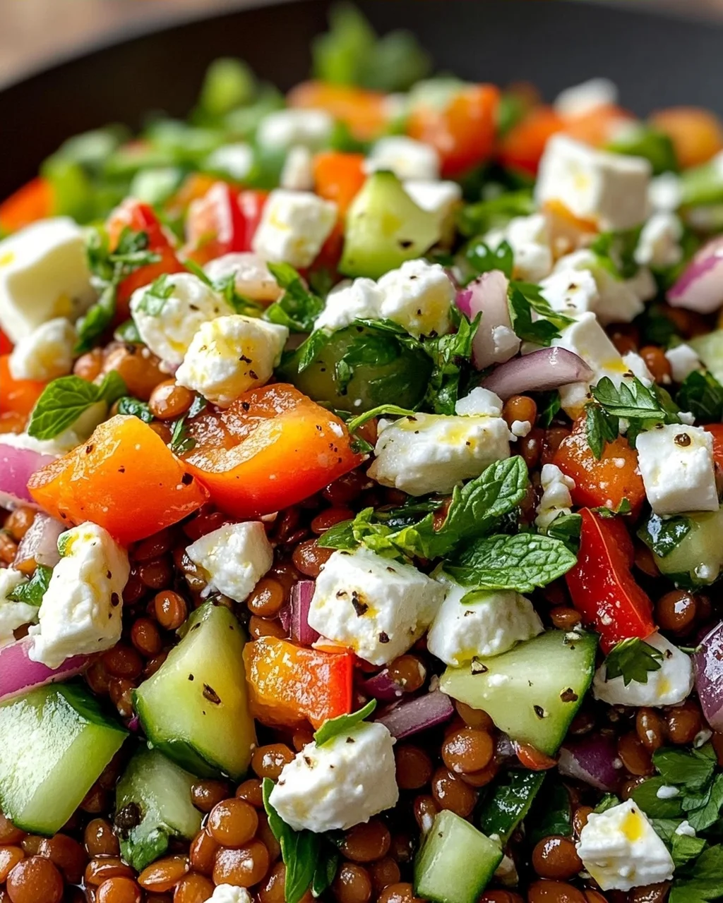 Cremiger Orientalischer Linsensalat Feta