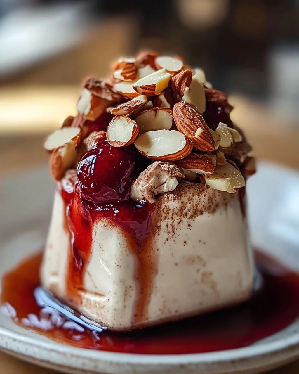 Cremiges Zimtparfait mit gebrannten Mandeln genießen!