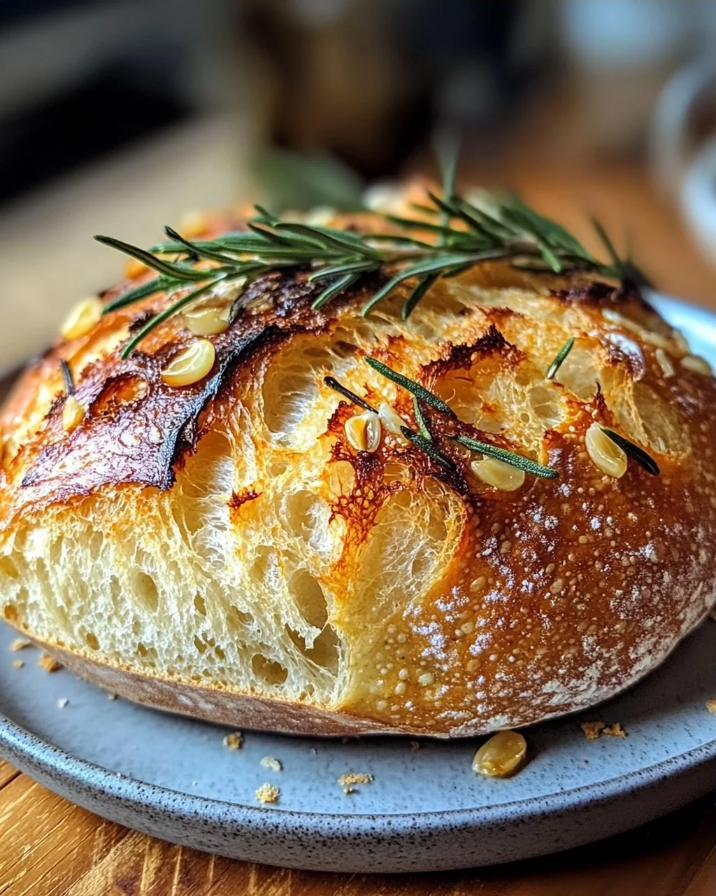 Duftendes Rosmarin-Knoblauch Artisan Brot einfach selber backen