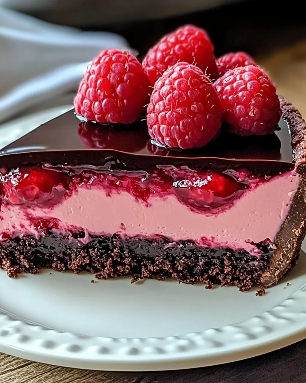 Dunkle Schokoladen-Himbeer-Käsekuchen einfach genießen