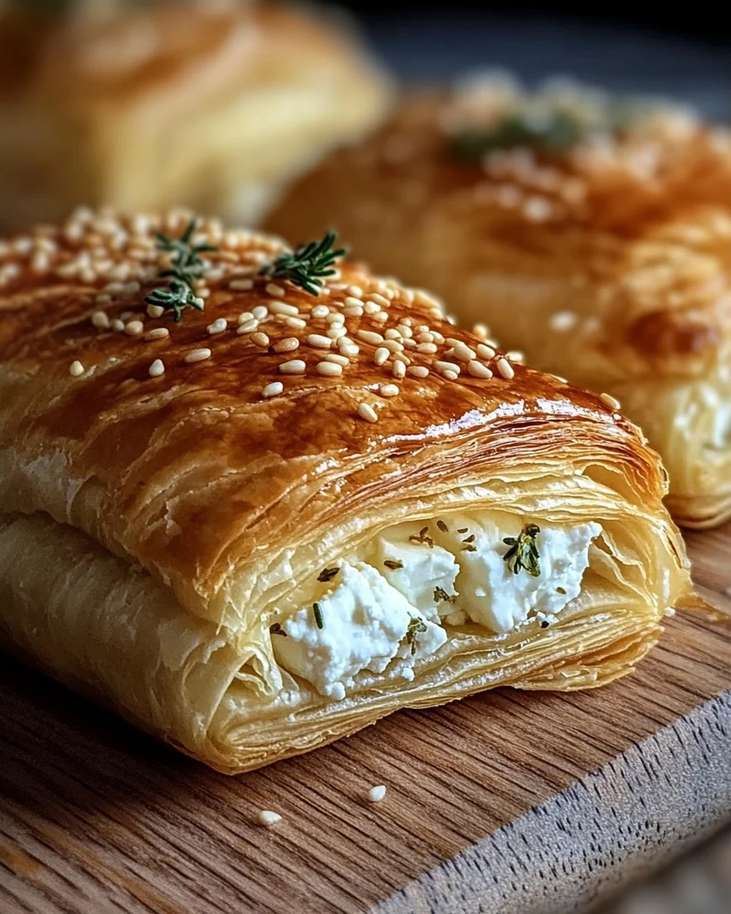 Feta im Blätterteig mit Sesam und Thymian