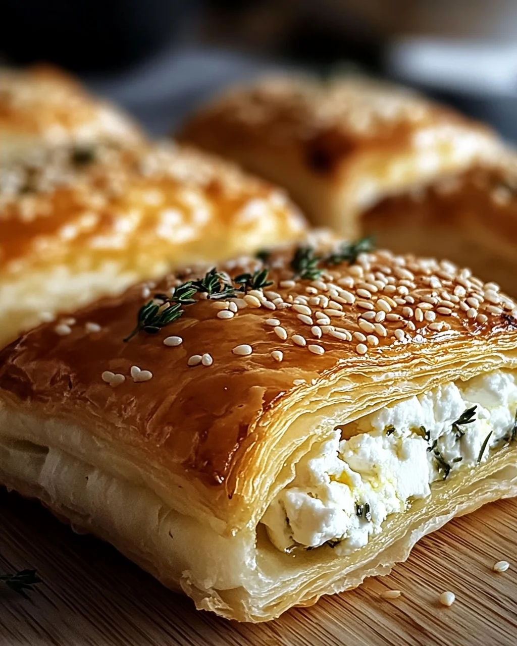 Feta im Blätterteig mit Sesam und Thymian