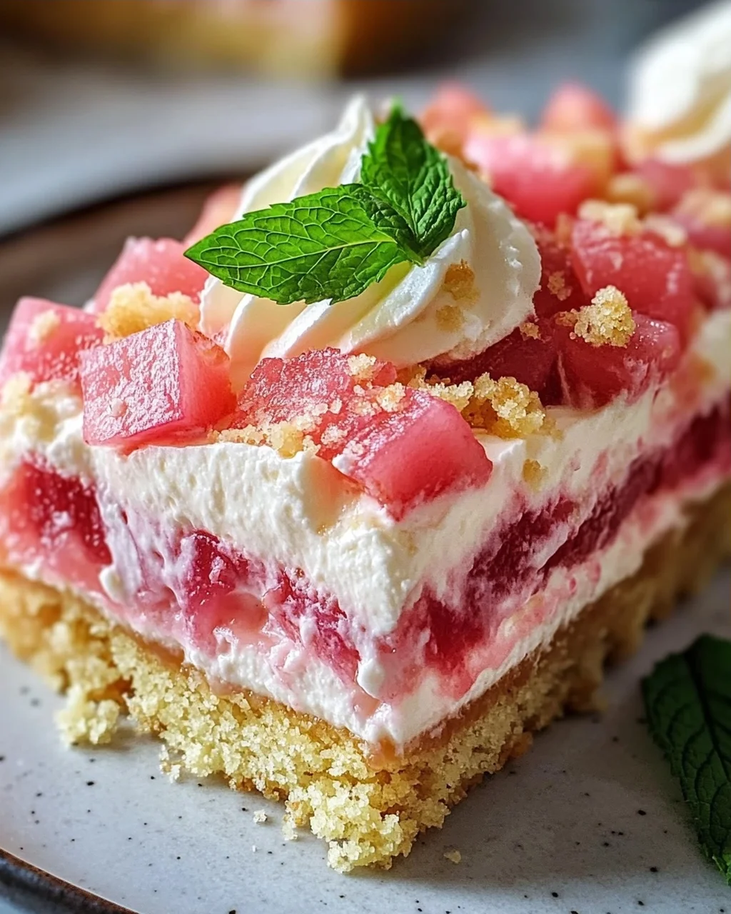 Fluffy Rhubarb Sour Cream Cake with Shortcrust Pastry Recipe