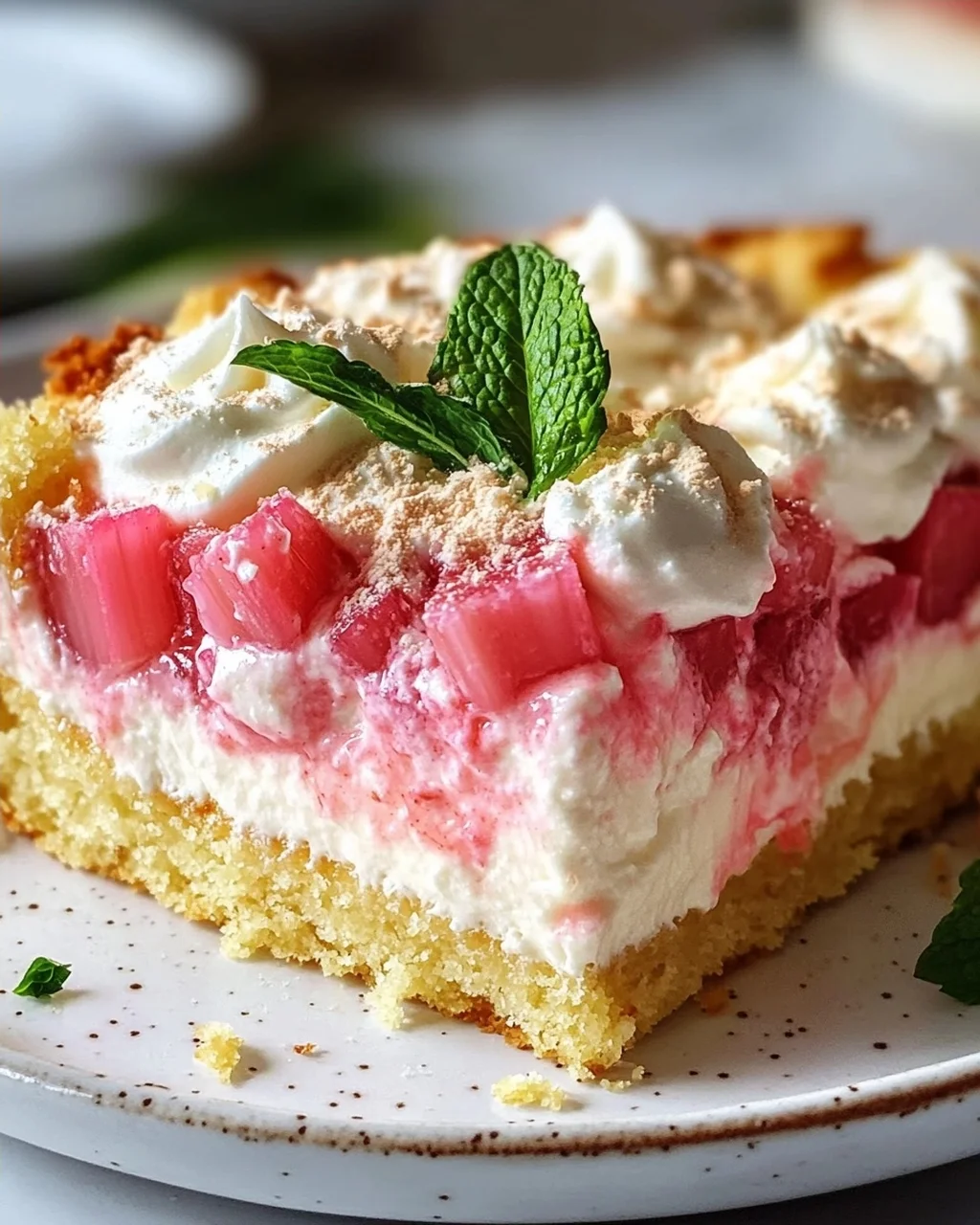 Fluffy Rhubarb Sour Cream Cake with Shortcrust Pastry Recipe