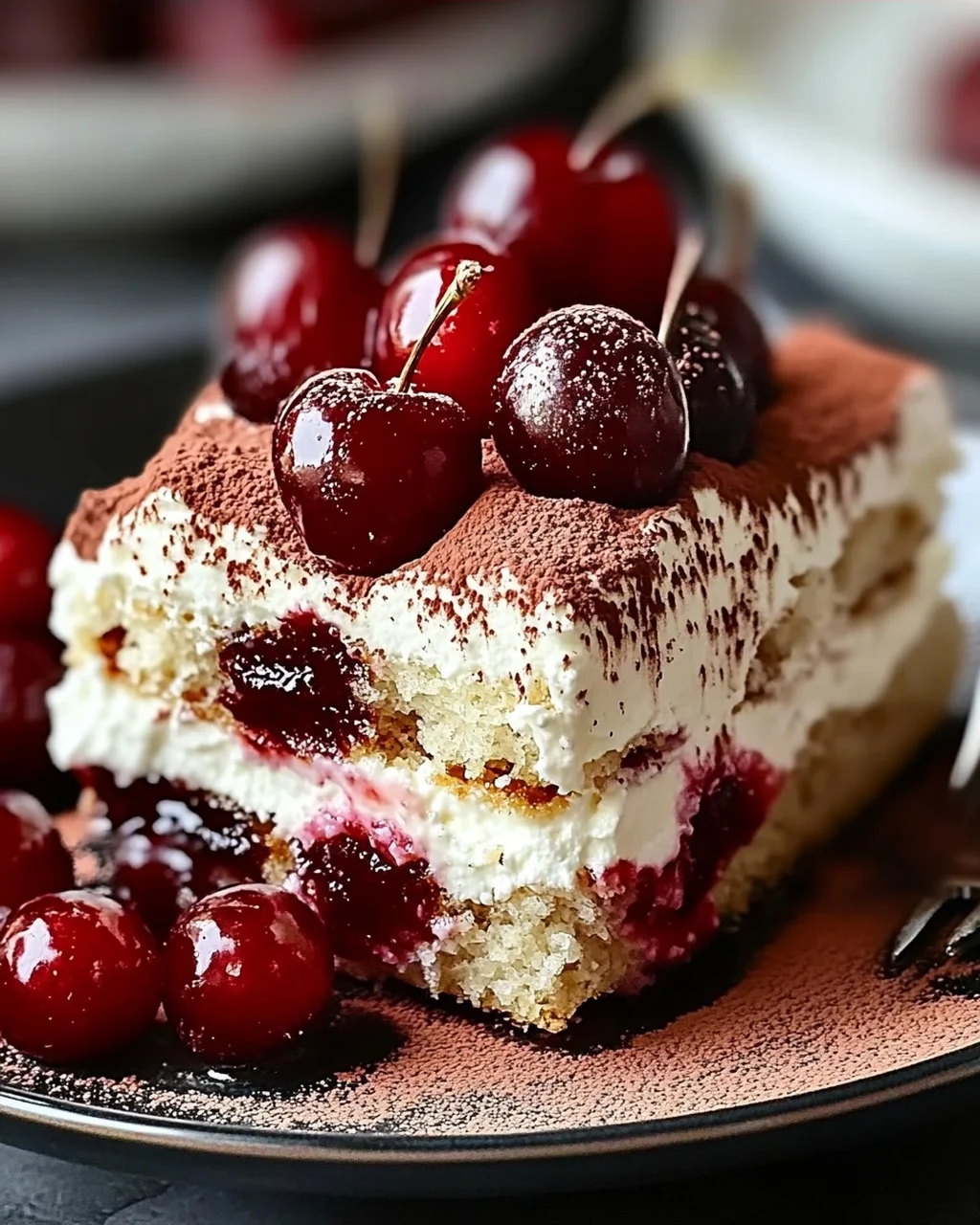 Fruchtiges Kirsch-Tiramisu mit Amaretto-Geschmack (alkoholfrei)