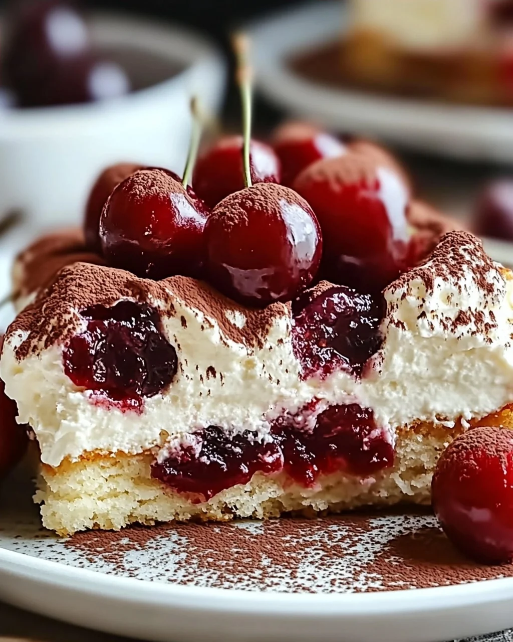 Fruchtiges Kirsch-Tiramisu mit Amaretto-Geschmack (alkoholfrei)