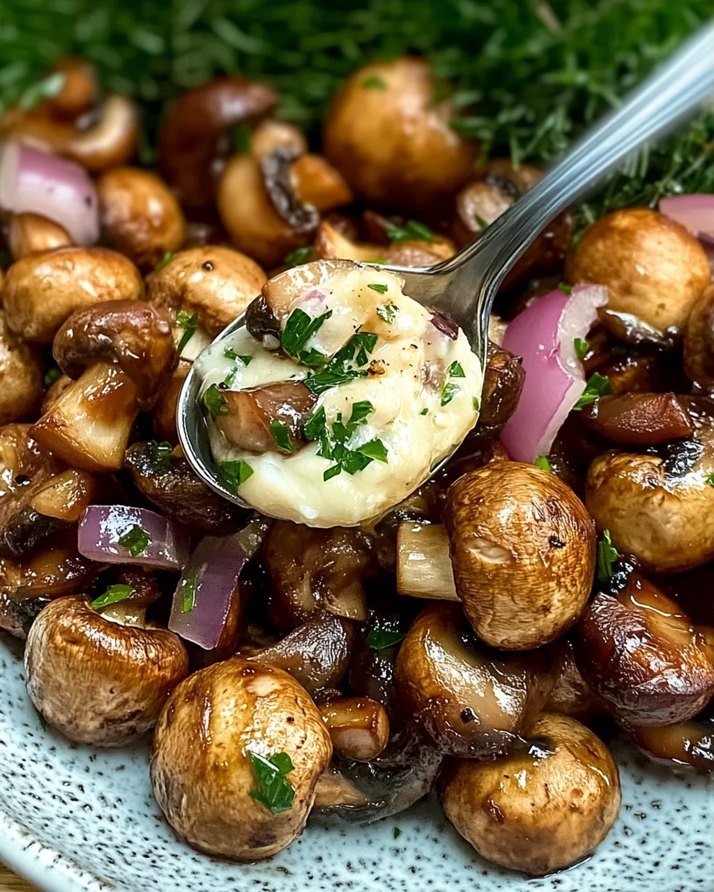 Gebratene Champignons mit Knoblauchdip (Rezept wie vom Weihnachtsmarkt)