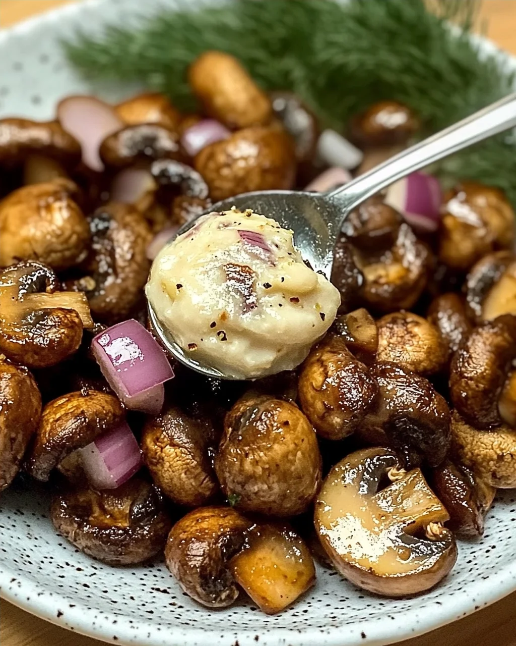 Gebratene Champignons mit Knoblauchdip (Rezept wie vom Weihnachtsmarkt)