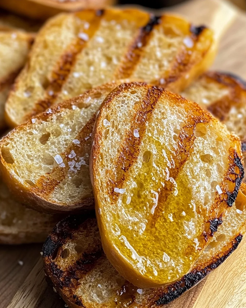 Grillbrot mit Olivenöl und Meersalz