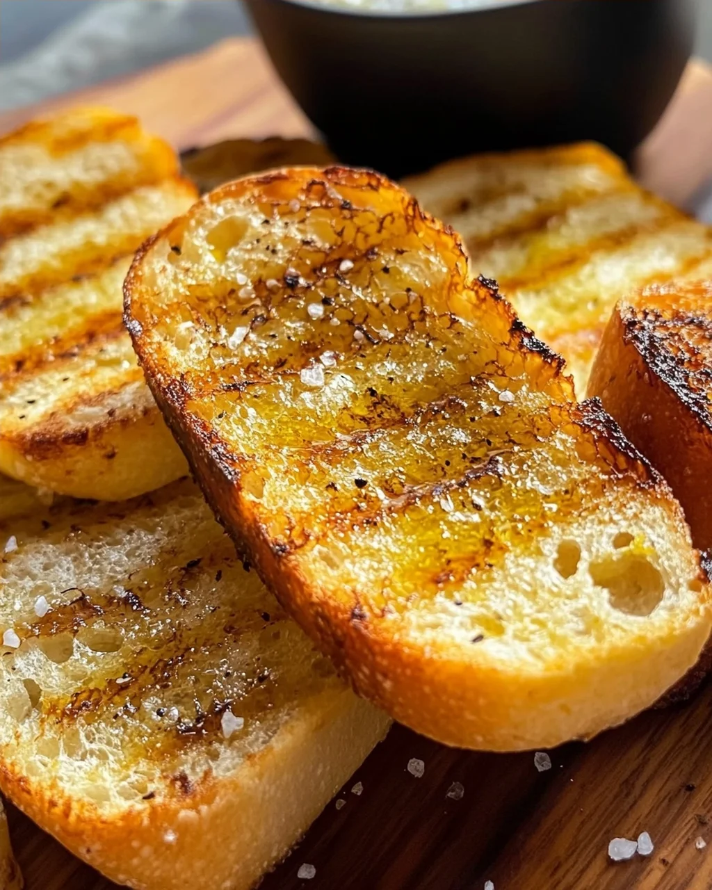 Grillbrot mit Olivenöl und Meersalz