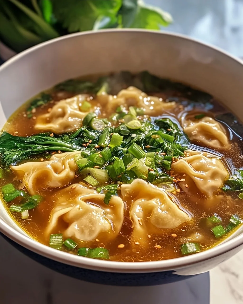 Hähnchen Ingwer Wonton Suppe: Herzhaft & Lecker mit Pak Choi!