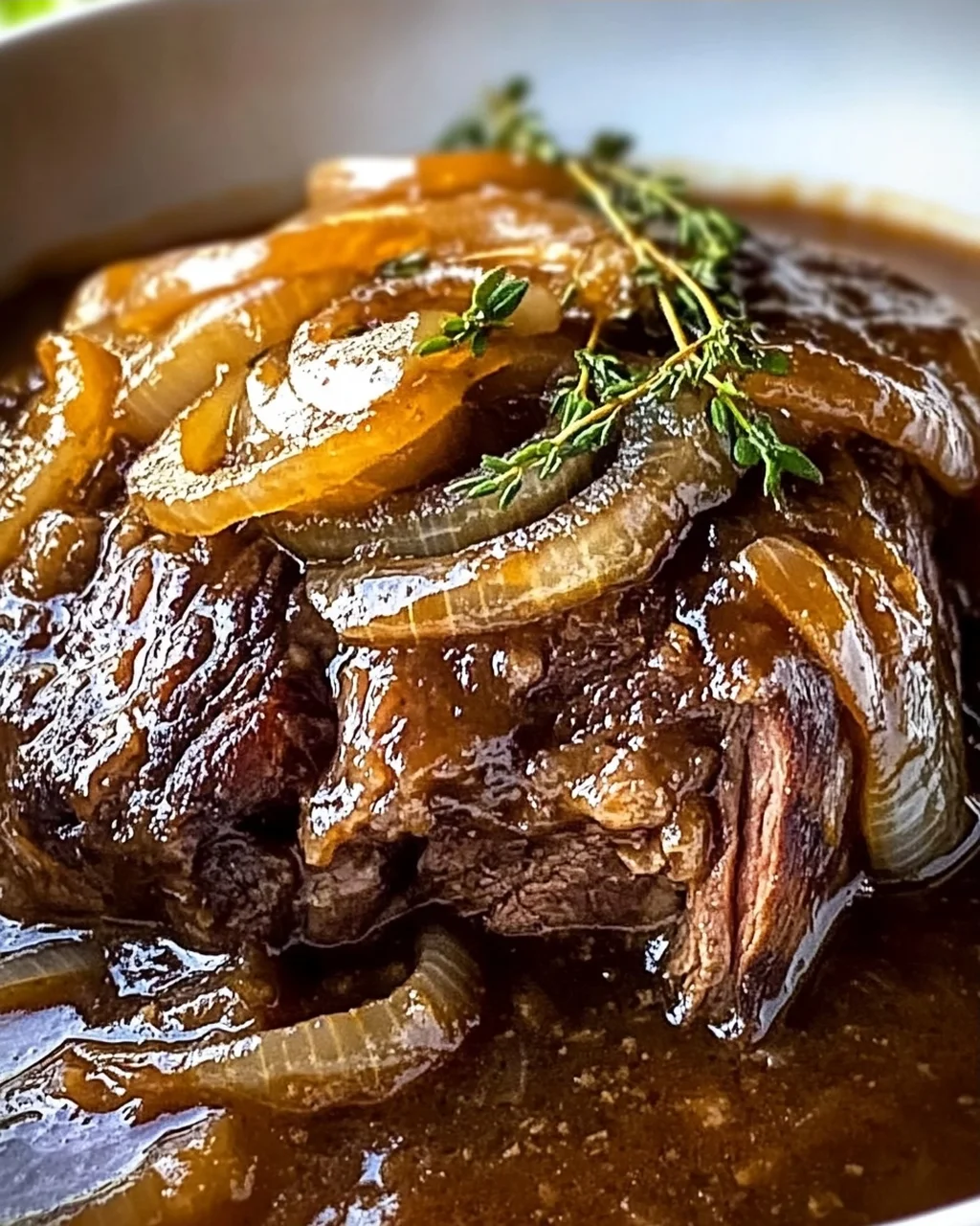 Herzhafter französischer Zwiebel-Rinderbraten für Gemütlichkeit