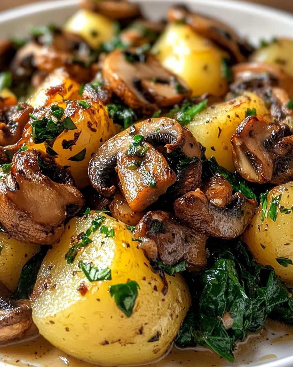Kartoffeln, Pilze & Spinat: Schnelles Rezept – einfach lecker!