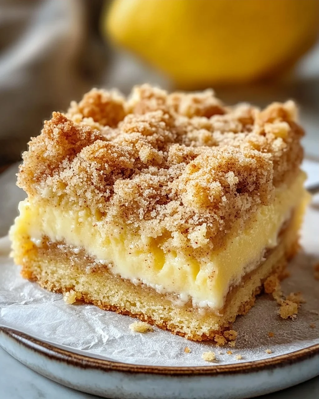 Knuspriger Streuselkuchen mit Vanillepudding