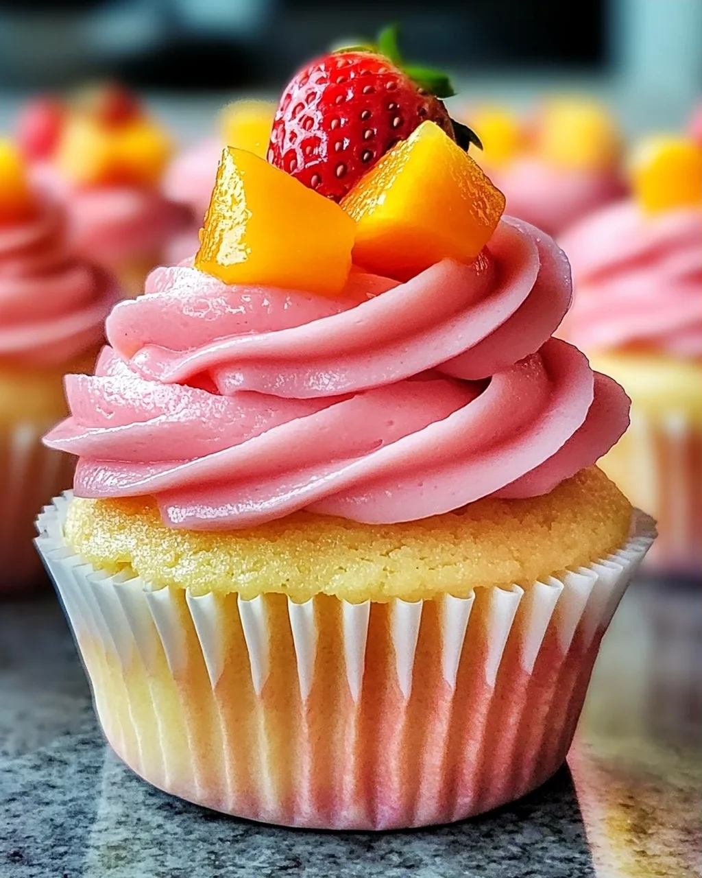 Mango Erdbeer Sonnenuntergang Cupcakes für jeden Anlass