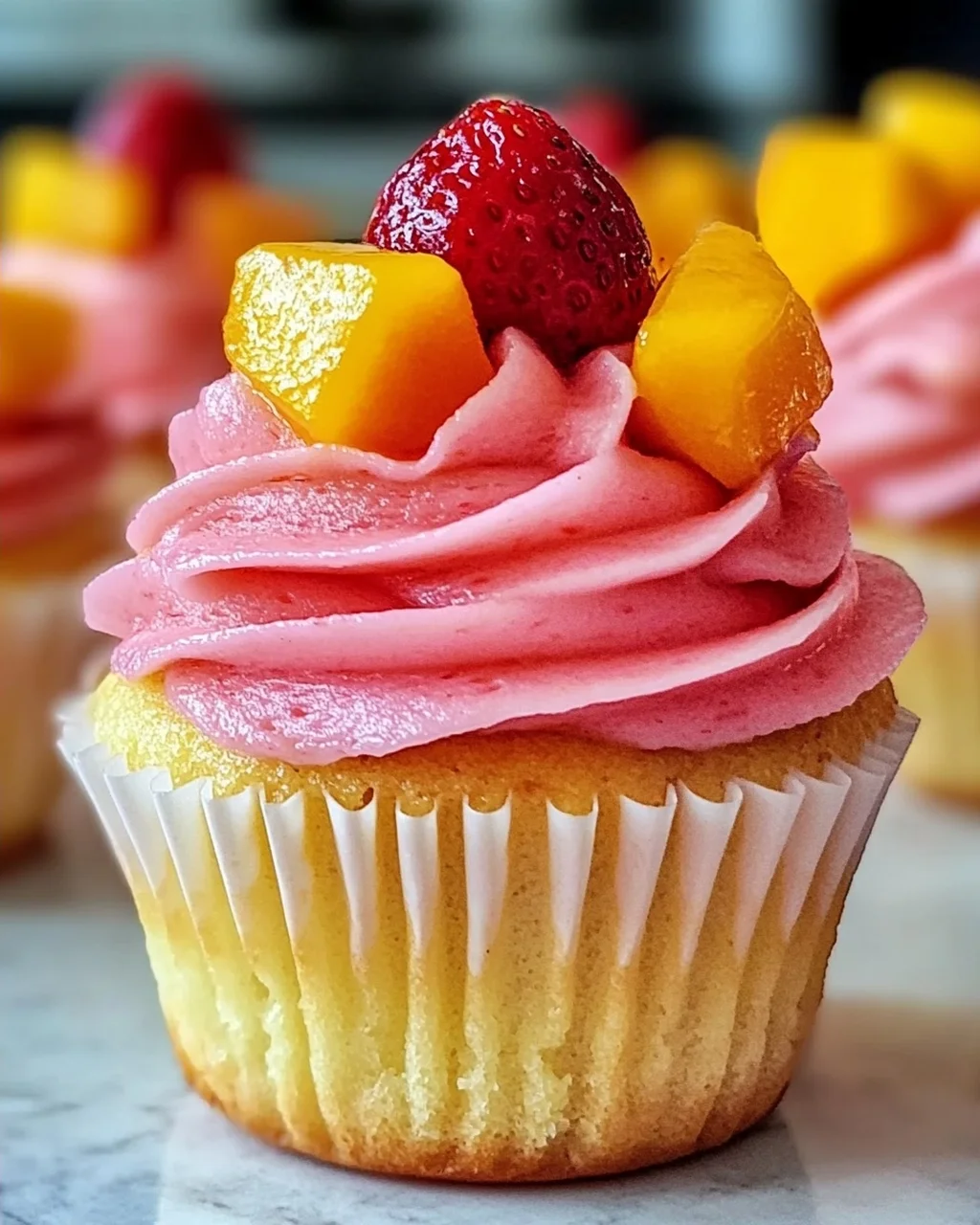 Mango Erdbeer Sonnenuntergang Cupcakes für jeden Anlass