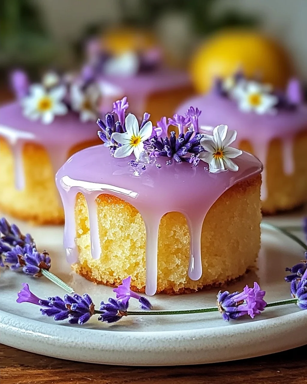 Mini Zitronenkuchen mit Lavendelglasur für besondere Anlässe