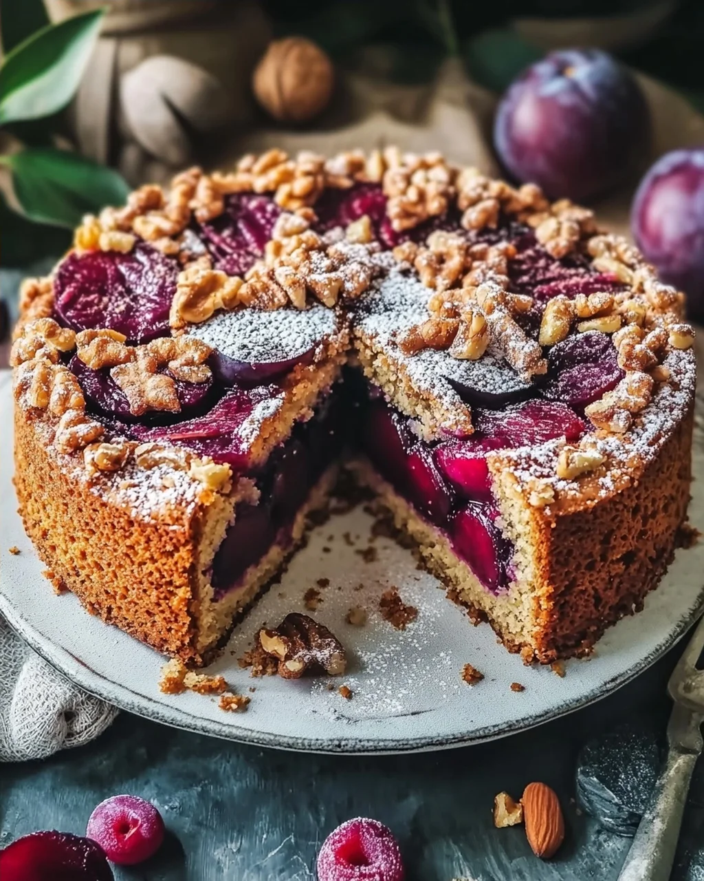 Nussiger Zimtkuchen Mit Pflaumenfüllung