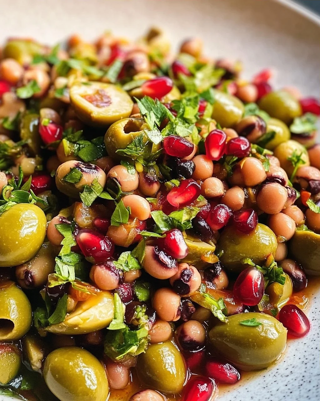 Oliven-Salat mit Black Eyed Peas