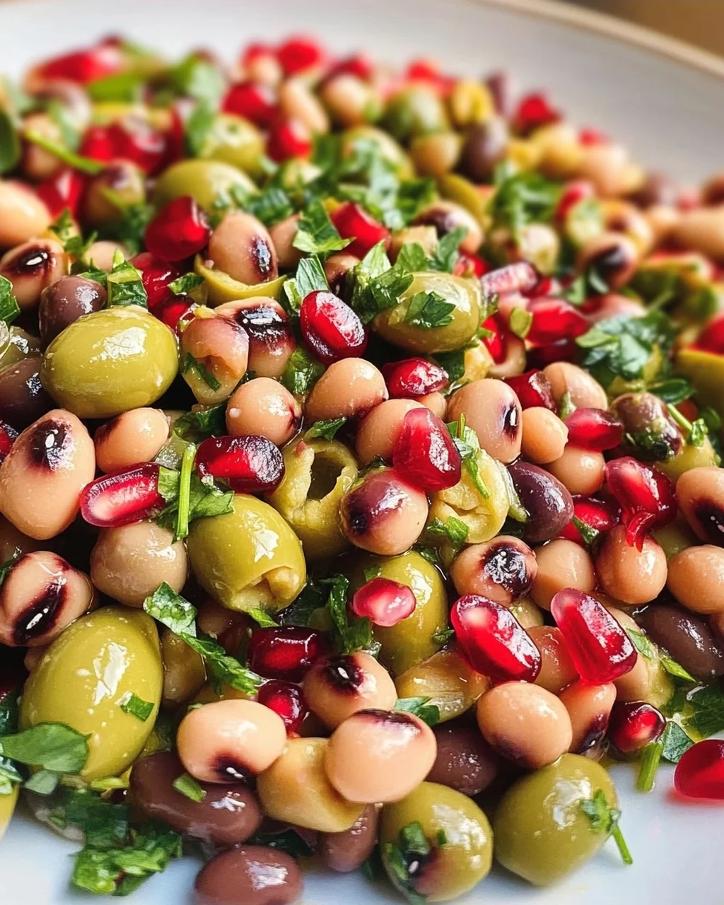 Oliven-Salat mit Black Eyed Peas