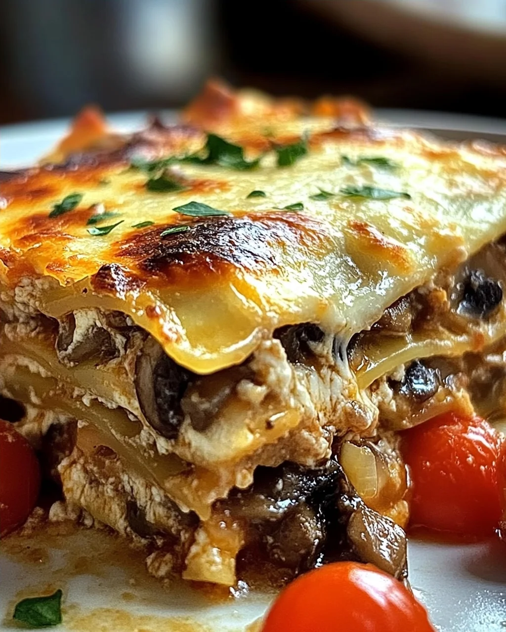 Pilzlasagne mit Traubentomaten – Vegetarischer Genuss