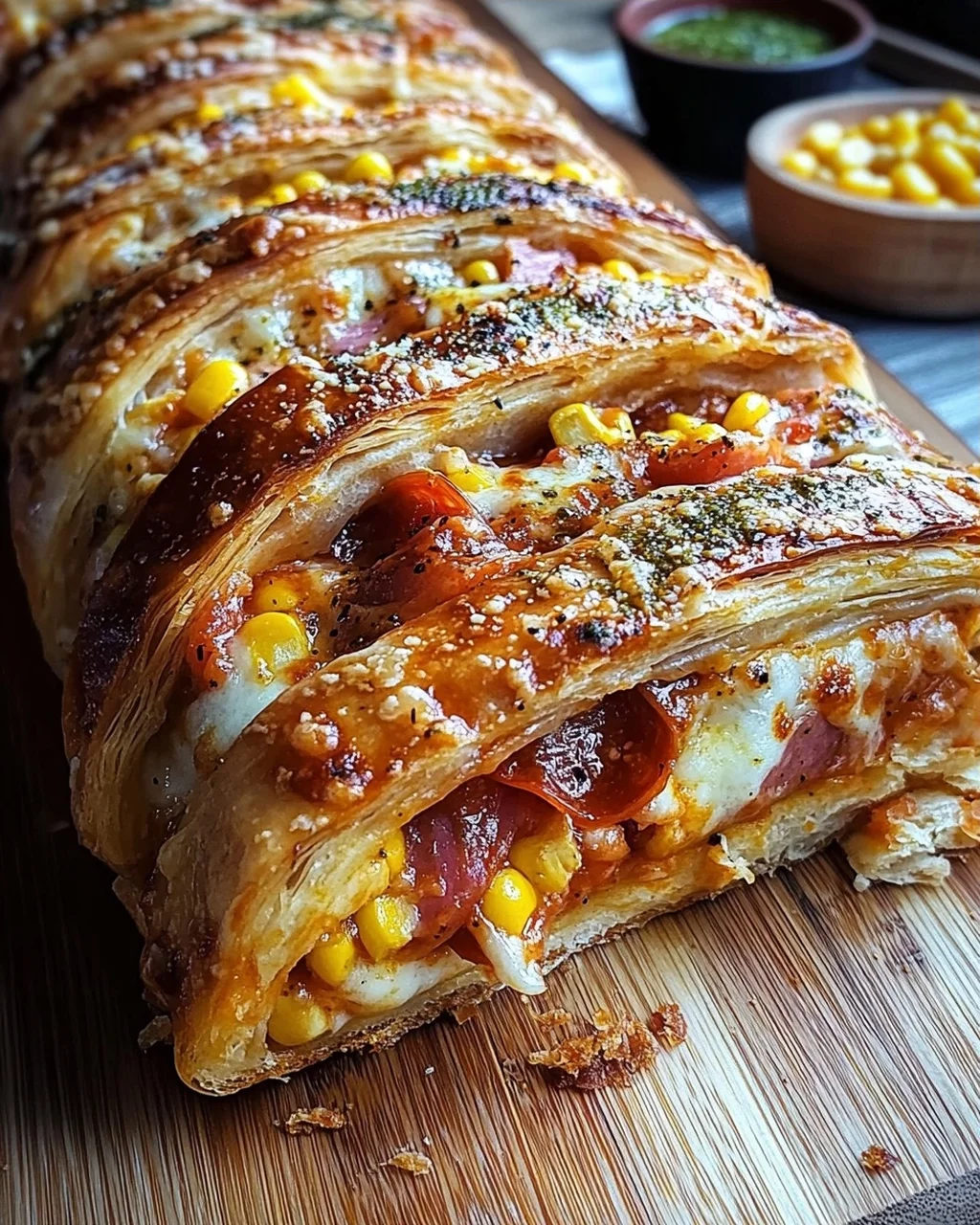 Pizza-Strudel aus fertigem Pizzateig