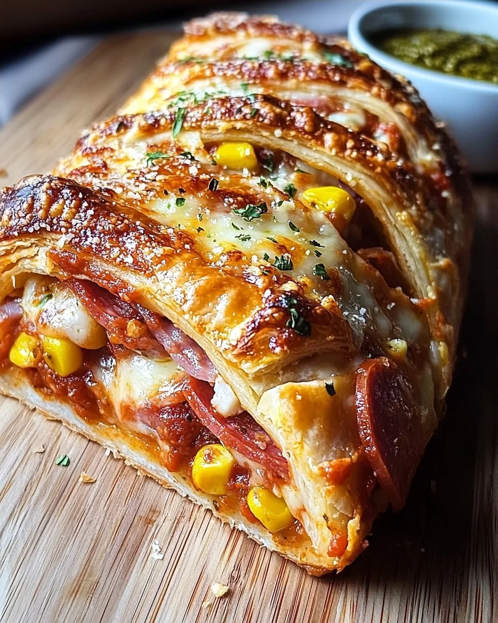 Pizza-Strudel aus fertigem Pizzateig