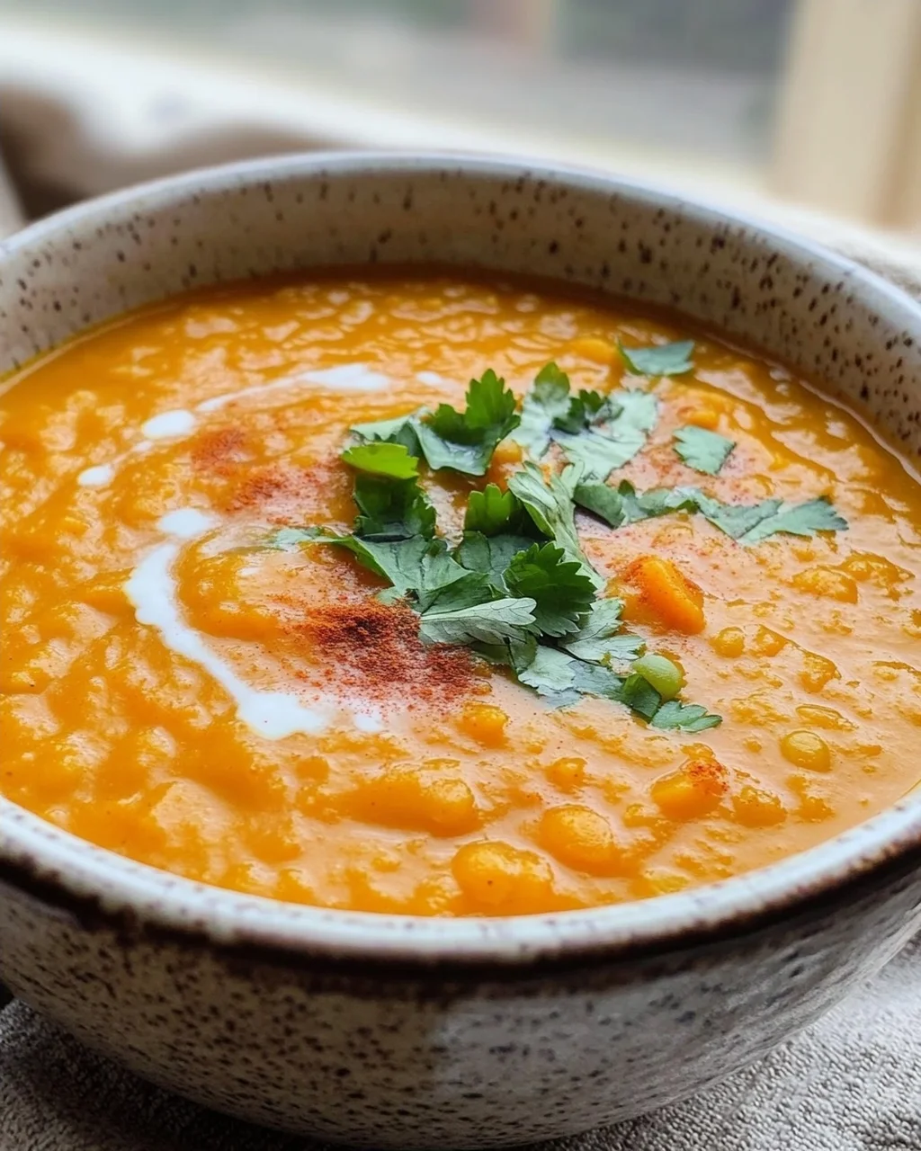 Rote Linsensuppe mit Süßkartoffeln
