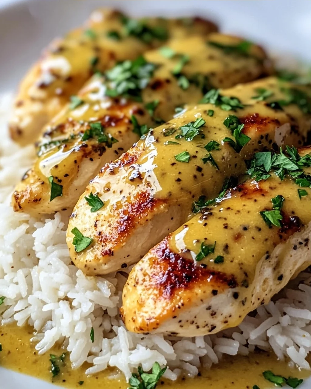 Saftiges Honig-Senf-Hähnchen mit Reis – Schnell & Lecker!