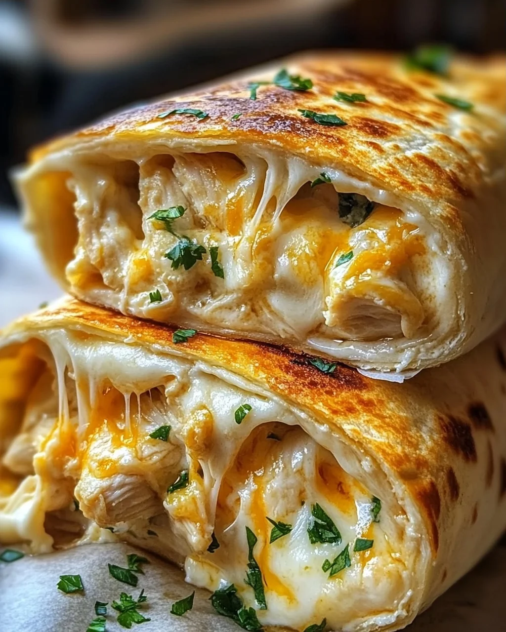 Schnelle Käse Knoblauch Hähnchen Wraps