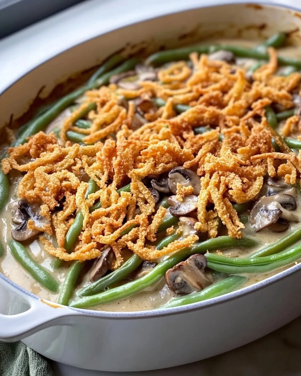 Vegane grüne Bohnenauflauf